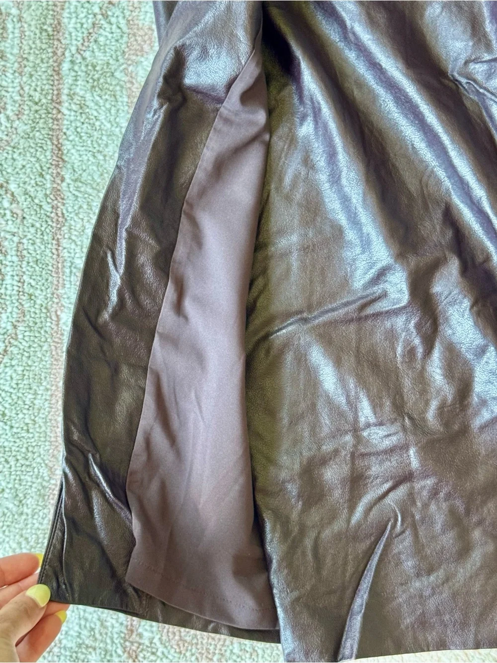 Ann Taylor Faux Leather Midi Skirt in Poised Plum, Size 4
